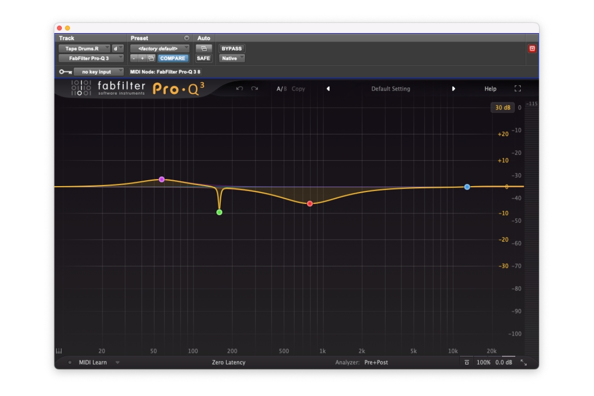 Drums post tape Fabfilter