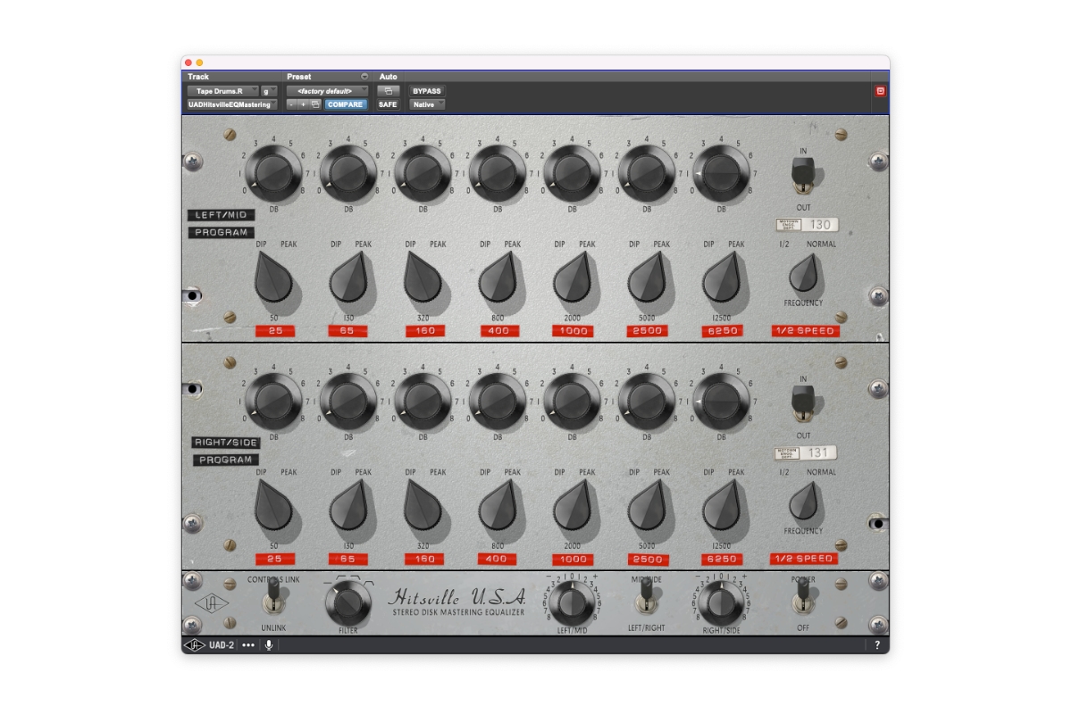Drums post tape UAD Hitsville Mastering EQ