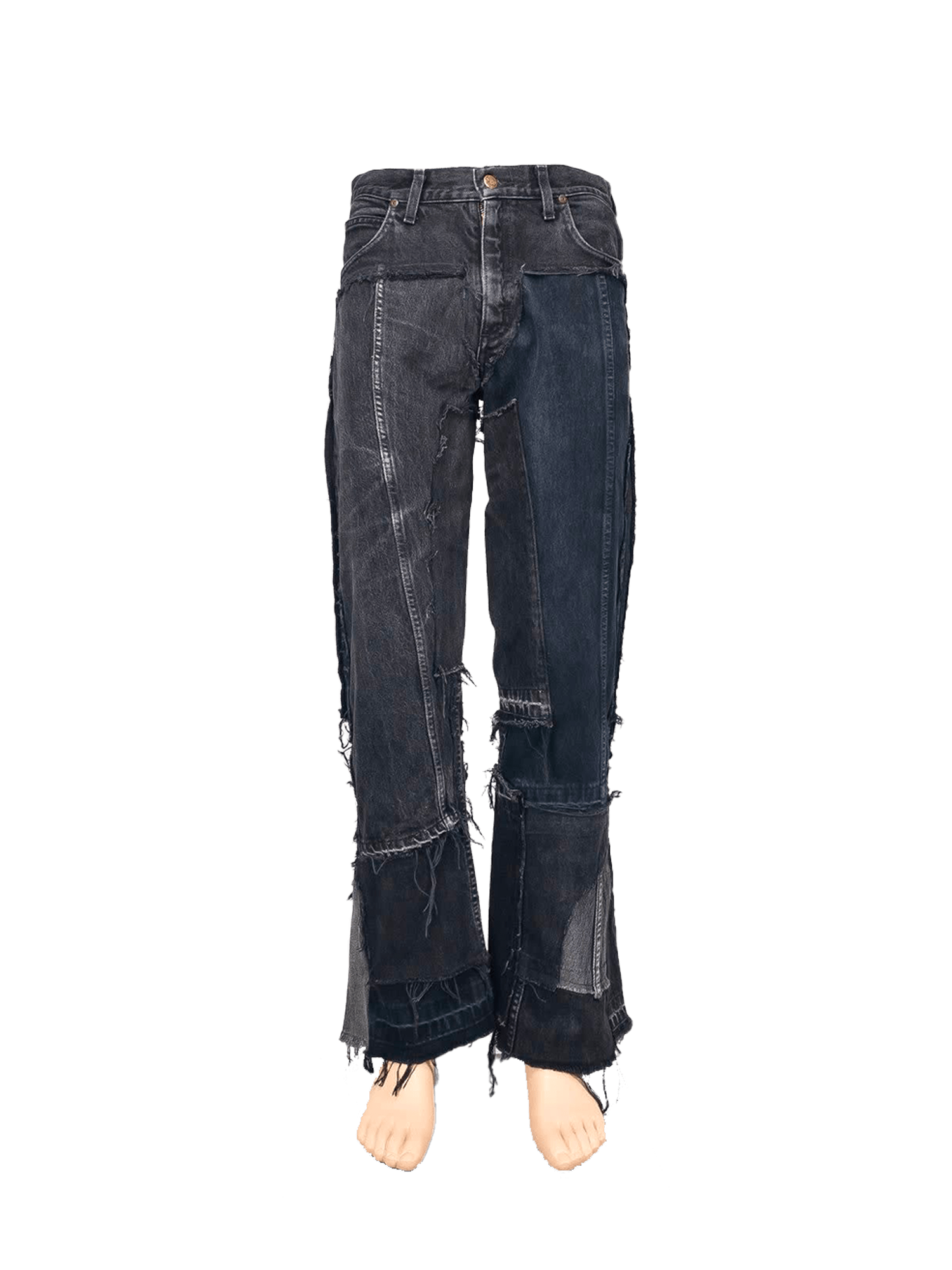 Vintage Flare Jeans Y2K Reworked Painted Pants in Black