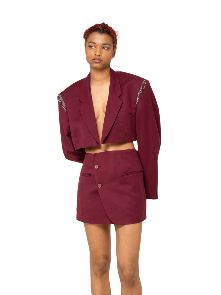 Maroon skirt suit hot sale
