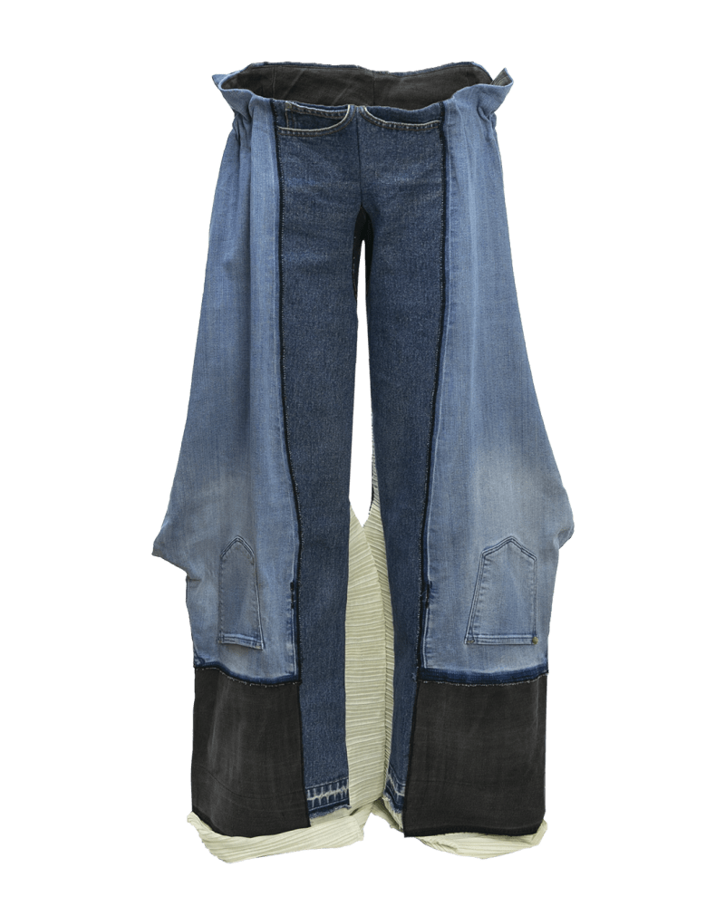 Melting of a glacier extra long pants in reclaimed denim | Revibe