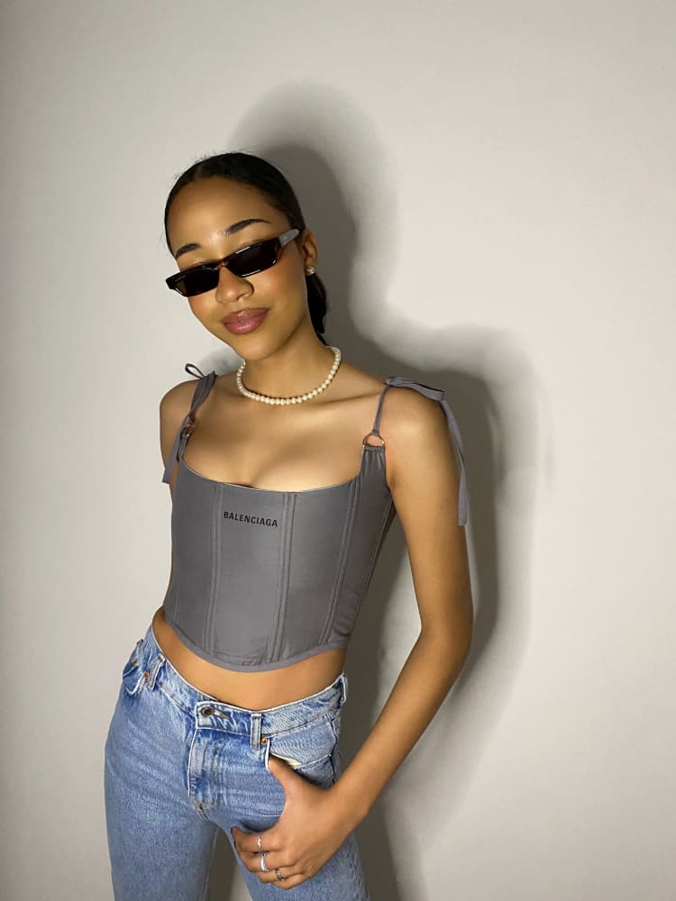 PO)Reworked nike corset cropped top, Women's Fashion, Tops, Other Tops on  Carousell