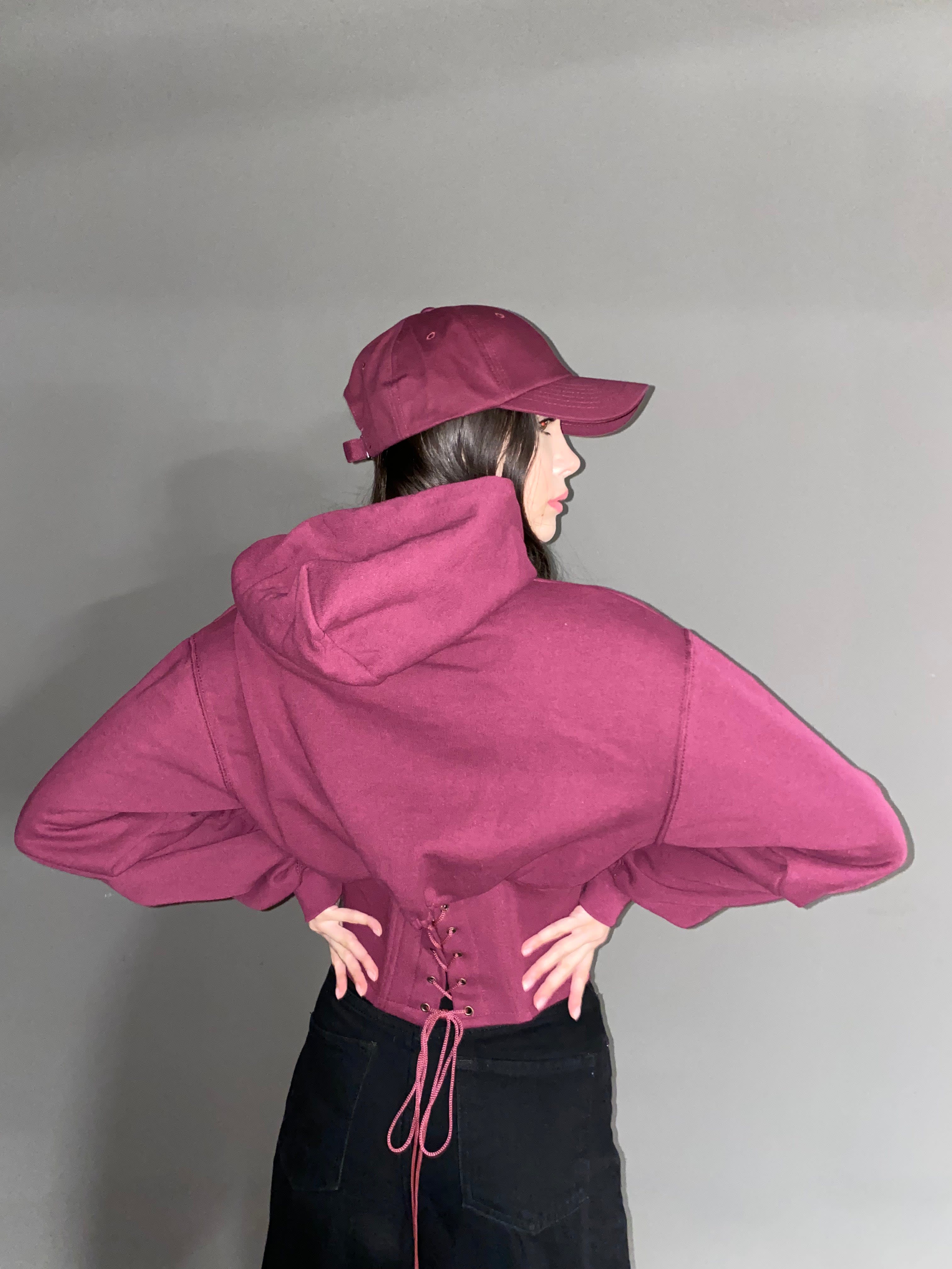 Corset Hoodie in Burgundy