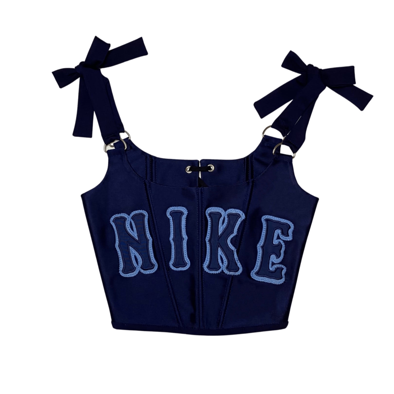 Blue Nike Custom Spell Out Corset Top | y2k | vintage | bustier | rework |  retro | 90s | 2000s