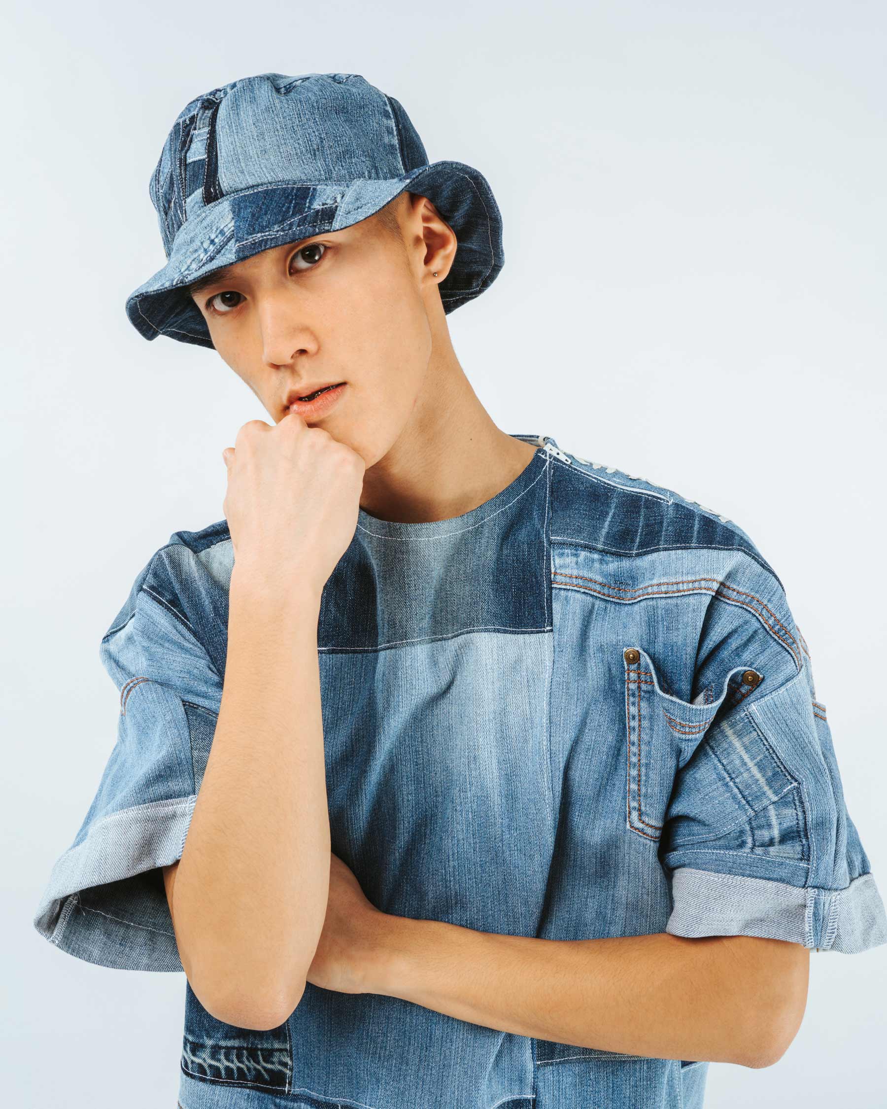 Patchwork Denim Bucket Hat Recycled Jeans Upcycled 