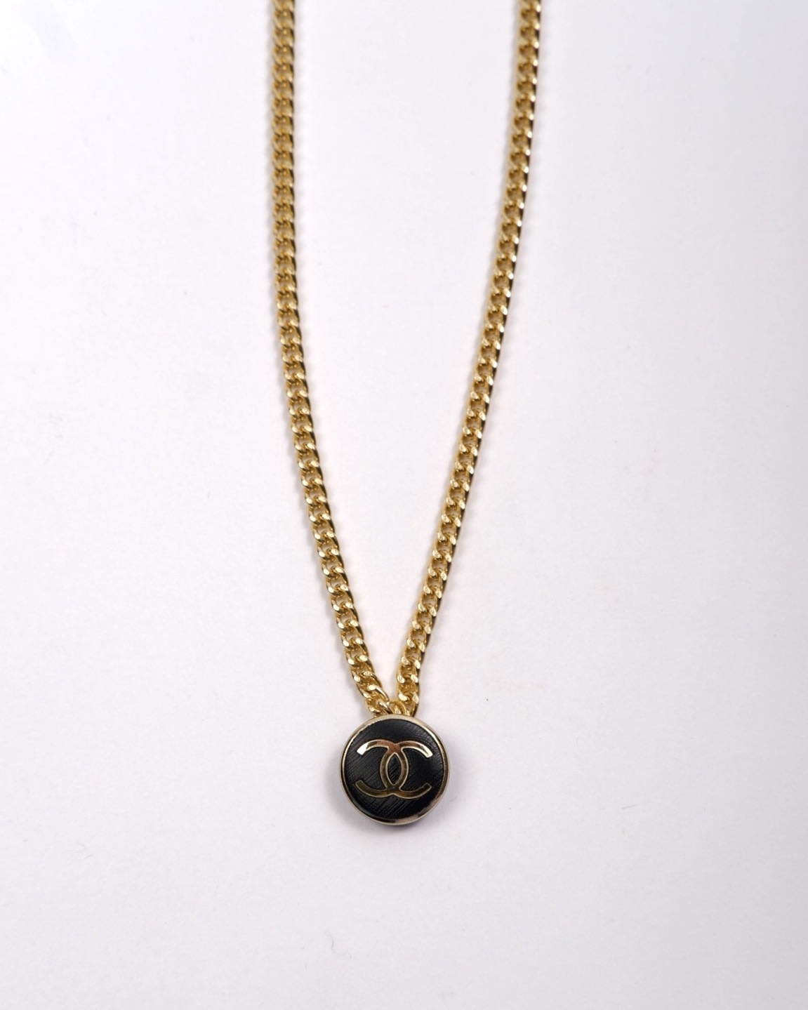 Black & Gold CC Button Necklace