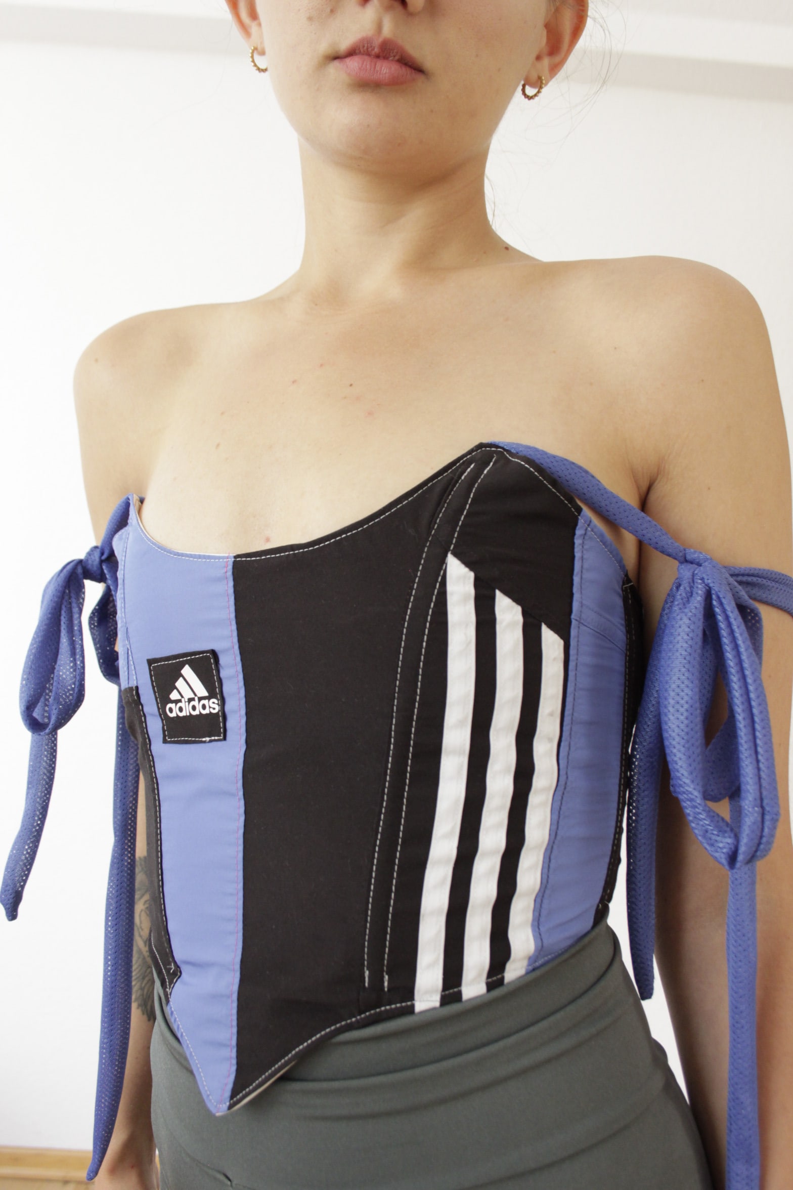 Deudor Bienvenido siete y media Reworked Adidas Corset top Patchwork | Revibe | The upcycling marketplace