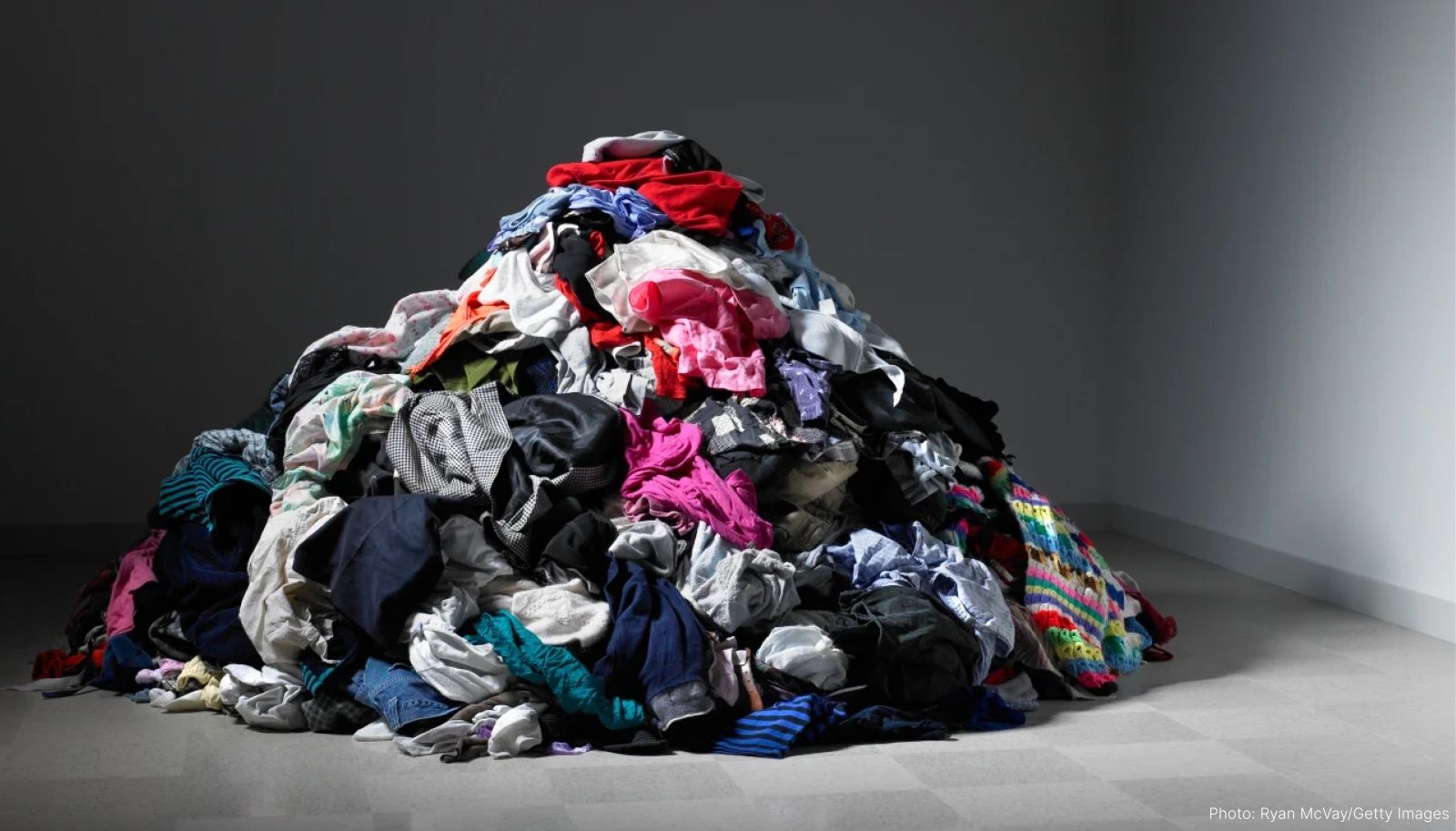 Textile waste from Fast Fashion by Ryan McVay