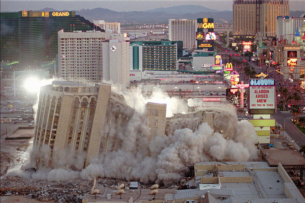 Las Vegas' first high-rise casino reduced to rubble as demolition