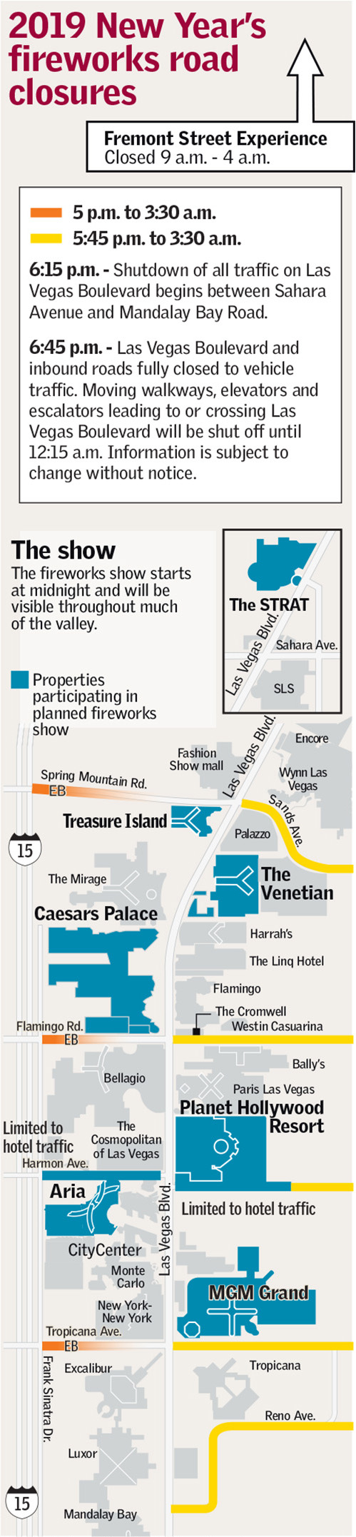 New Year's Eve road closures Las Vegas (Metropolitan Police Department/Las Vegas Review-Journal)