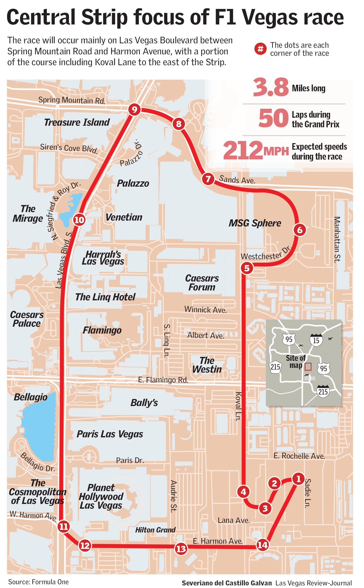 Schedule released for Formula 1 race, road closures in Las Vegas