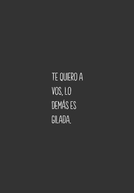 Frases de Amor - Te quiero a vos, lo demás es gilada.