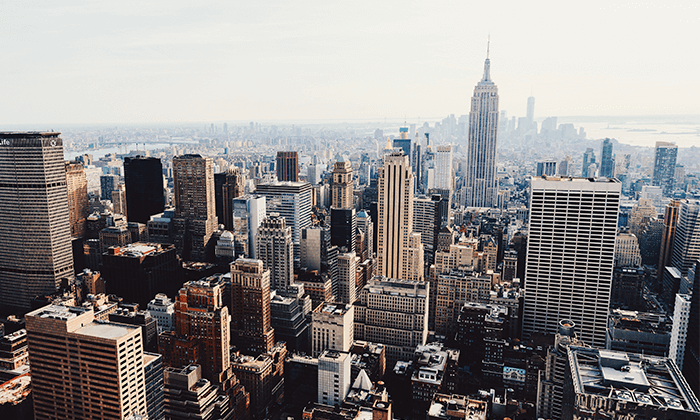 Tied for third, New York, New York is the third trending destination.