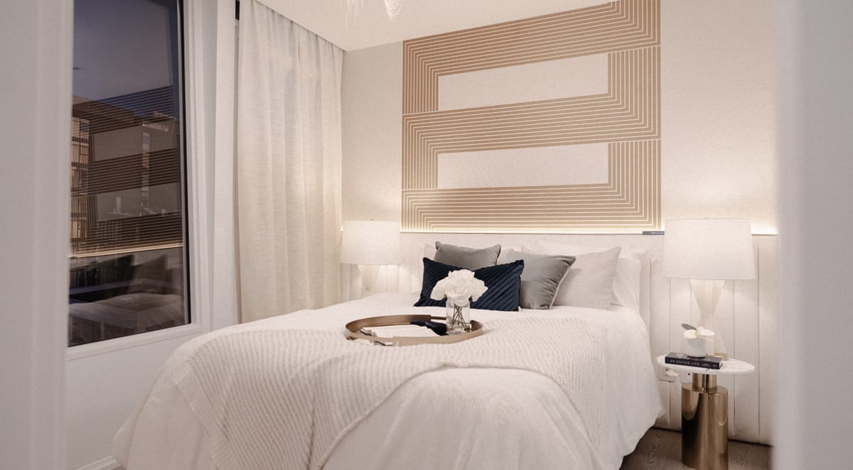Image showing model bedroom inside the Italia by Solterra showroom.