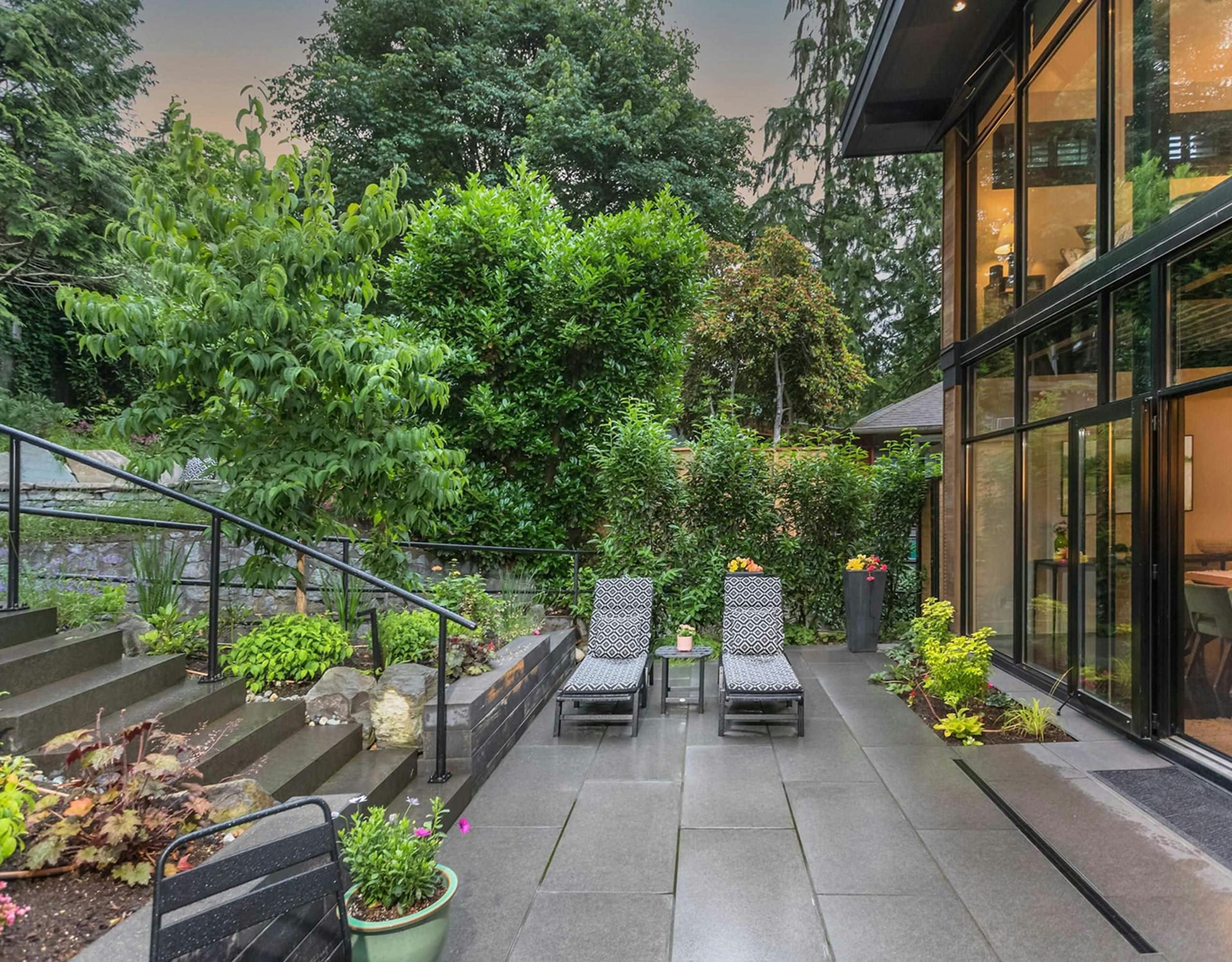 A stone patio.