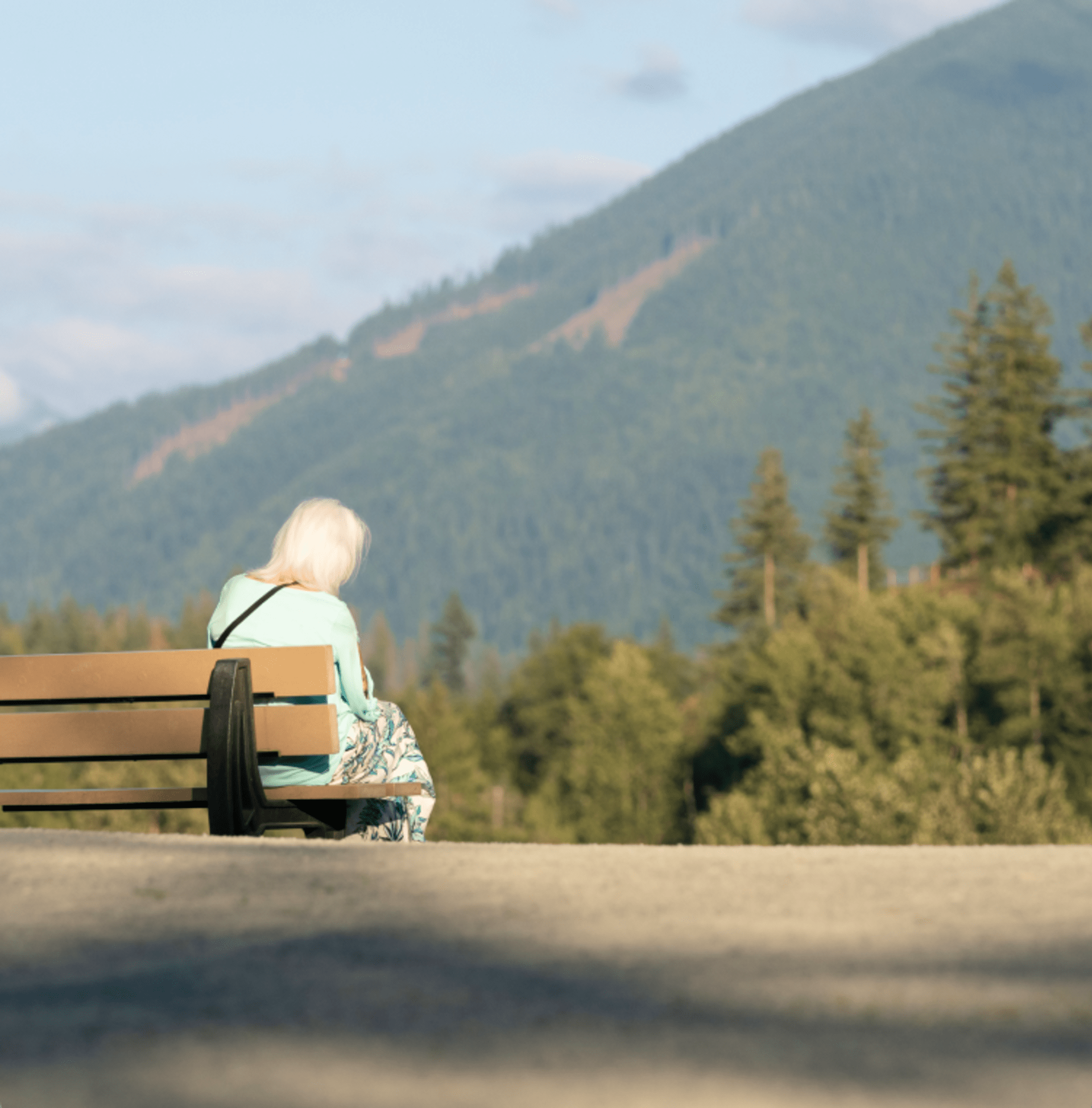 Woman sitting on Bench in Burnaby.
