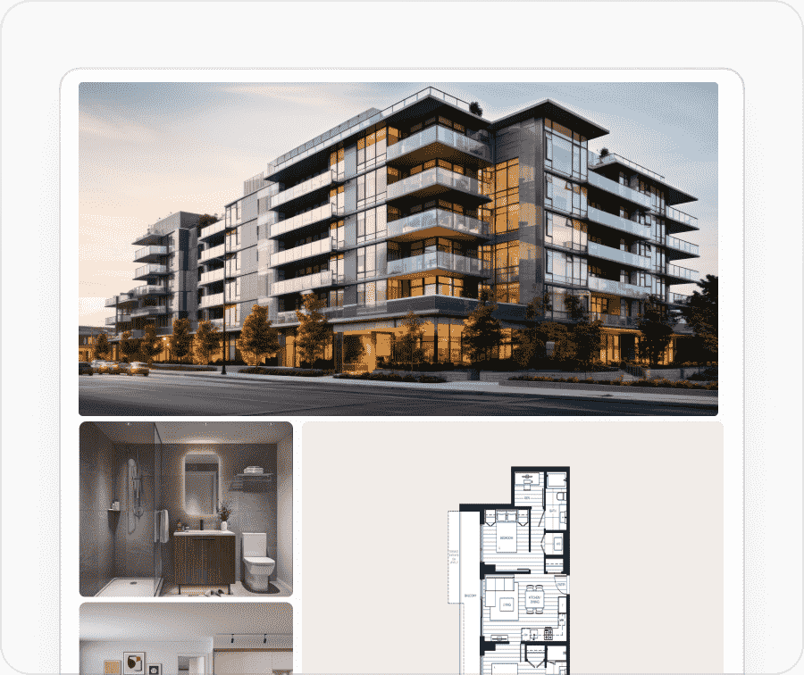 New development listing floorplans and features