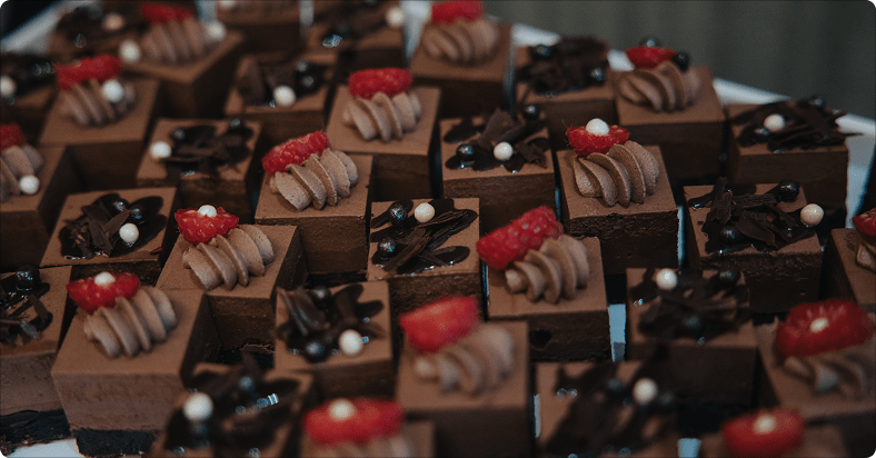 A photograph of various chocolate desserts served at the REW Real Estate Awards.