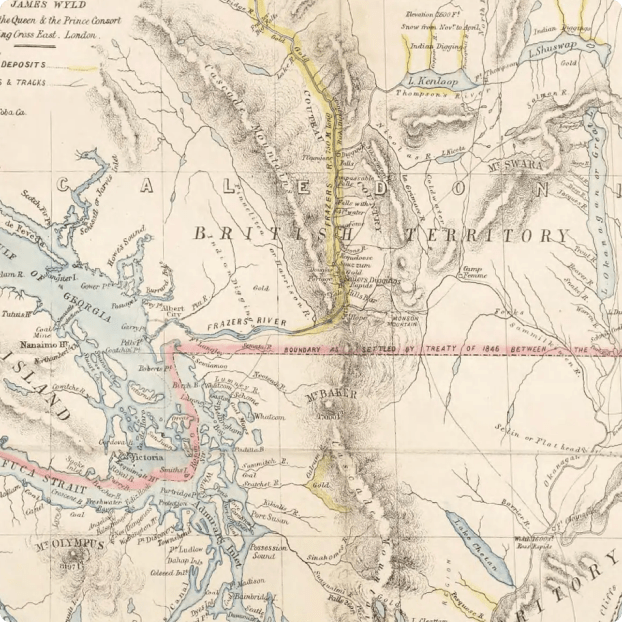 Map of the Gold Regions of the Frazer River and the Washington Territory on the Western Coast of America. 1858.
