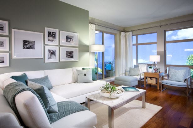 Brio new condos in Tsawwassen living room with engineered hardwood