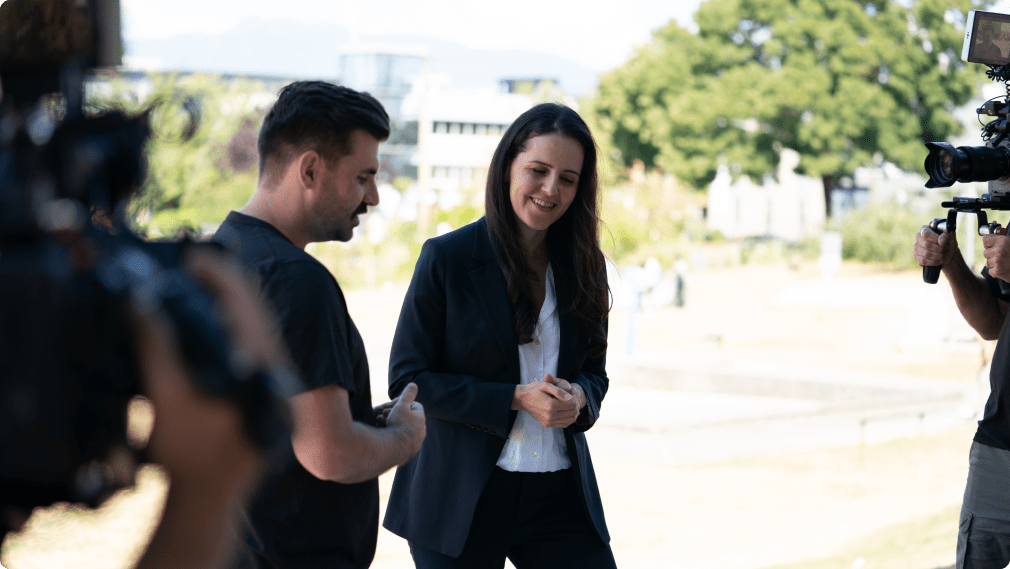 Adina and Stephen together on the set of RealTours Season 1.