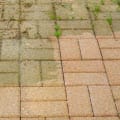 Power wash patio bricks