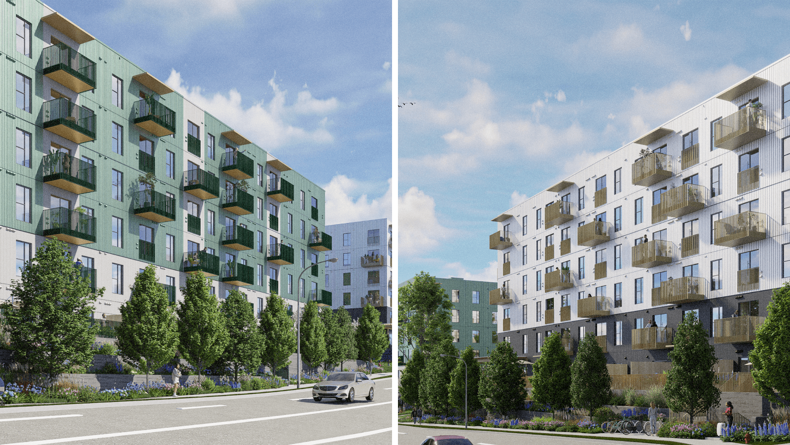 A six-storey apartment building.