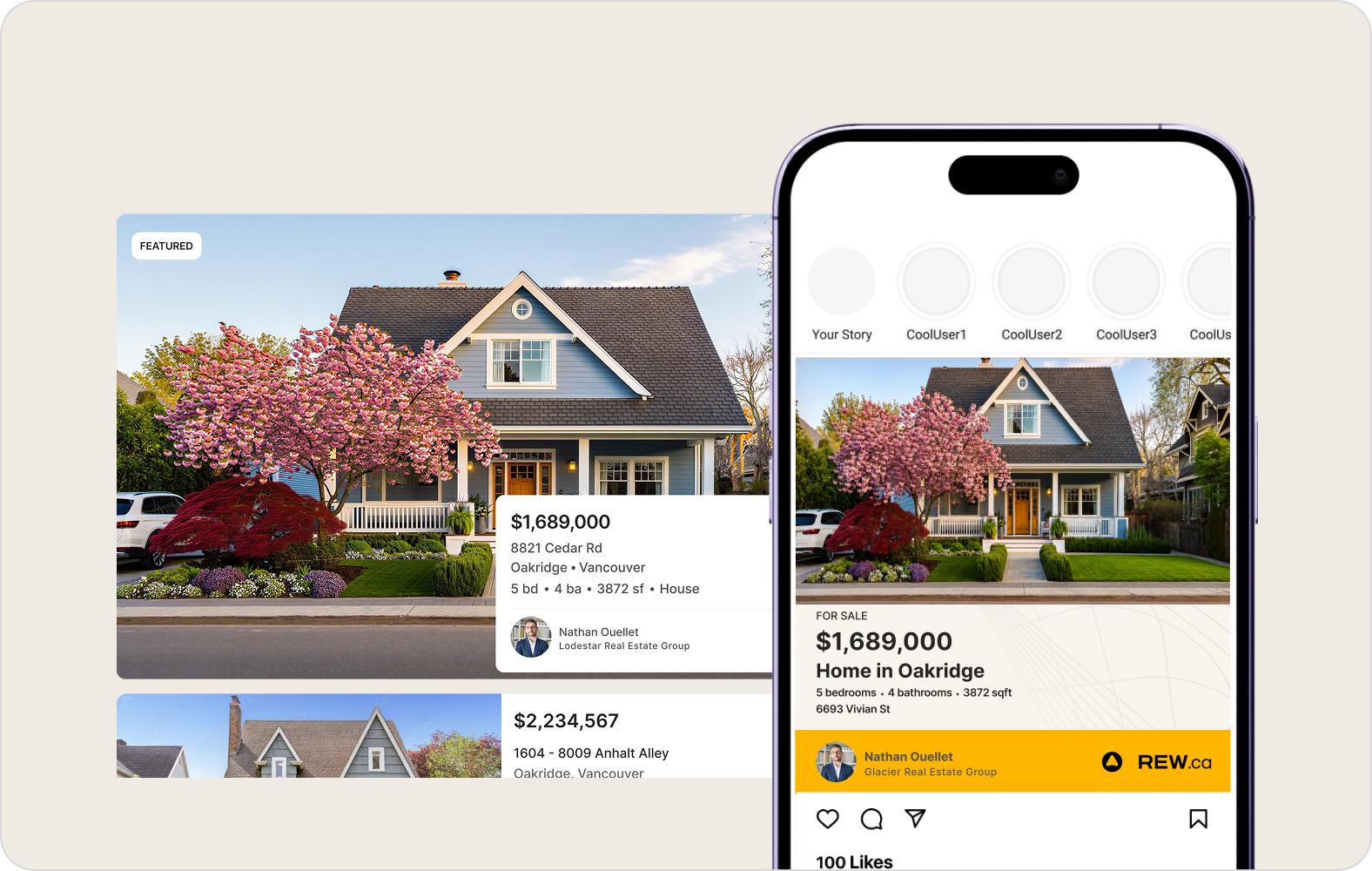 A Marquee listing promoted on social media through Social Boost.