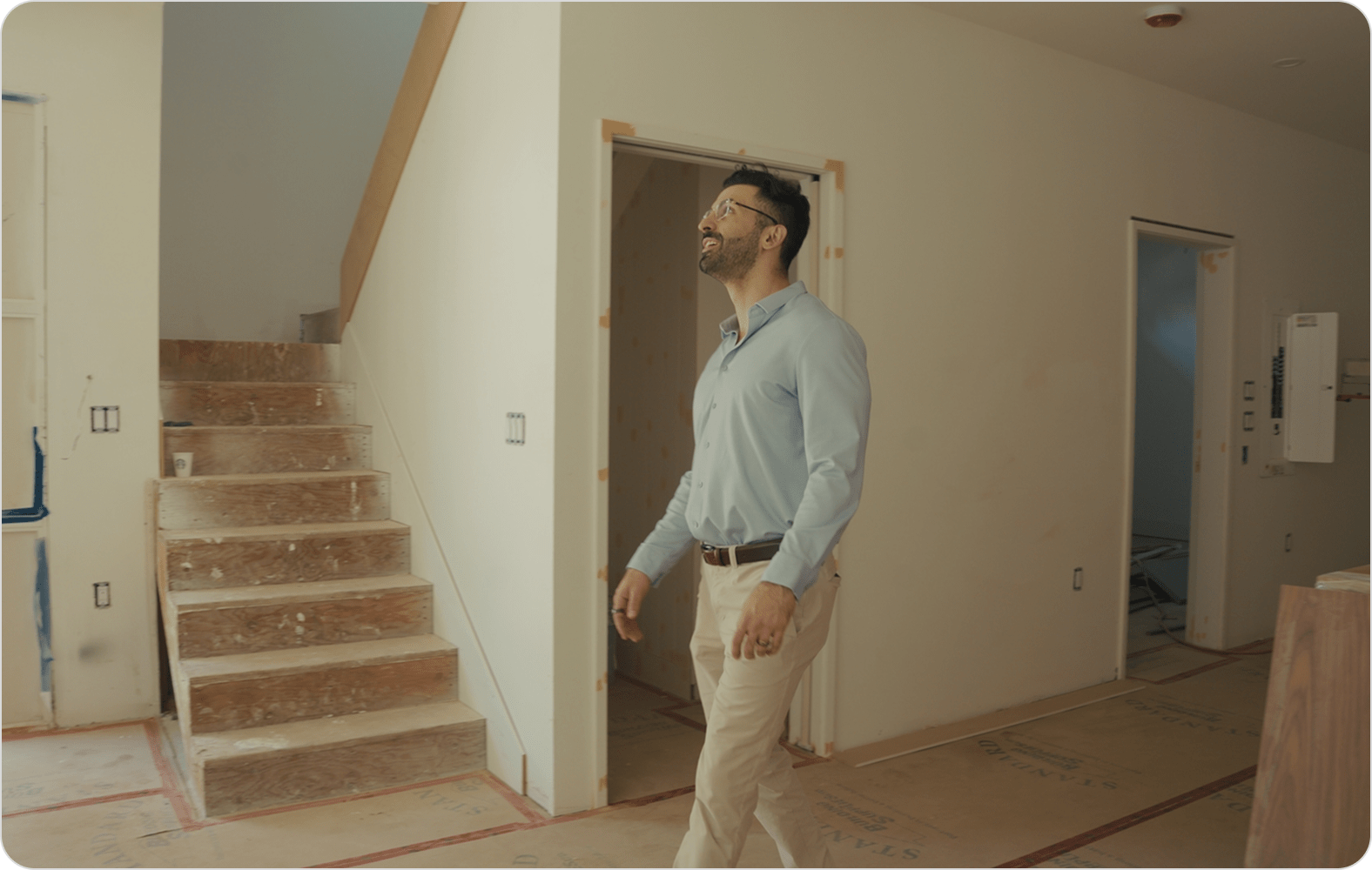 Inside a multiplex home under construction.