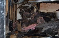A former basement wall after a house fire