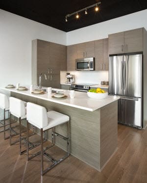 Brio new condominium in Tsawwassen BC, kitchen with high ceiling
