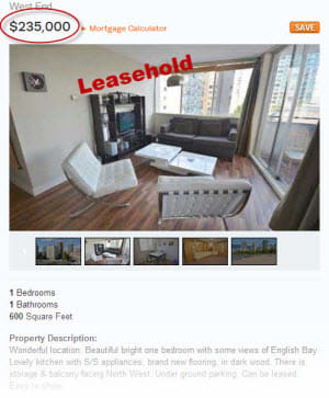 Leasehold condo in Vancouver's West End