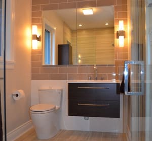 Best Bathroom Renovation: Under $35,000 Kerr Construction, Sleek Bathroom
