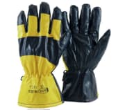 Nitrilhanske 30 cm med pelsfor, gul/blå