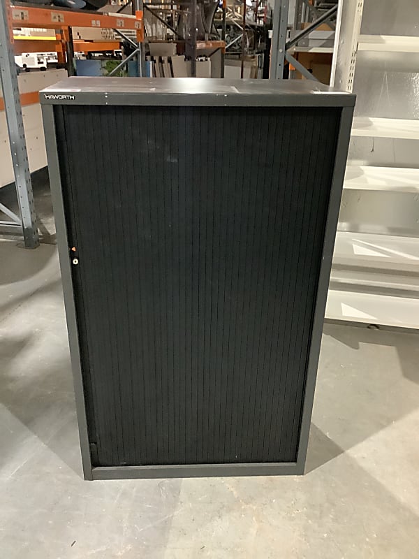 Dark Grey metal Medium tambour cabinet