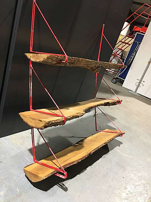 Wood plank wall shelves