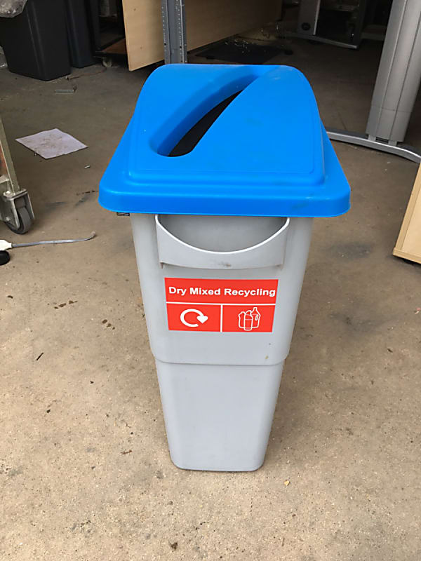 Blue top paper recycling bin