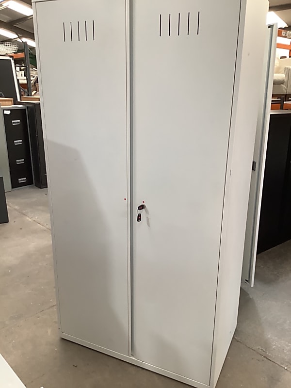 Tall White Metal Cabinet 