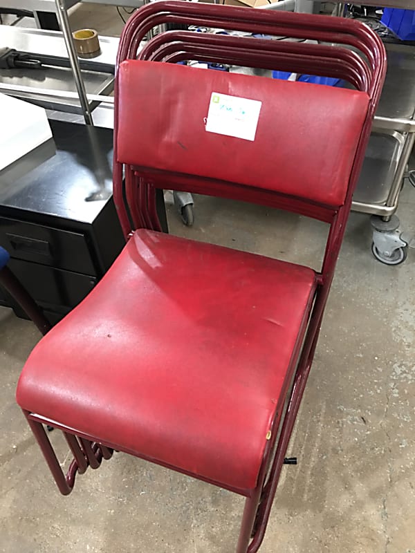 Vintage Red leather padded Stacking Chair