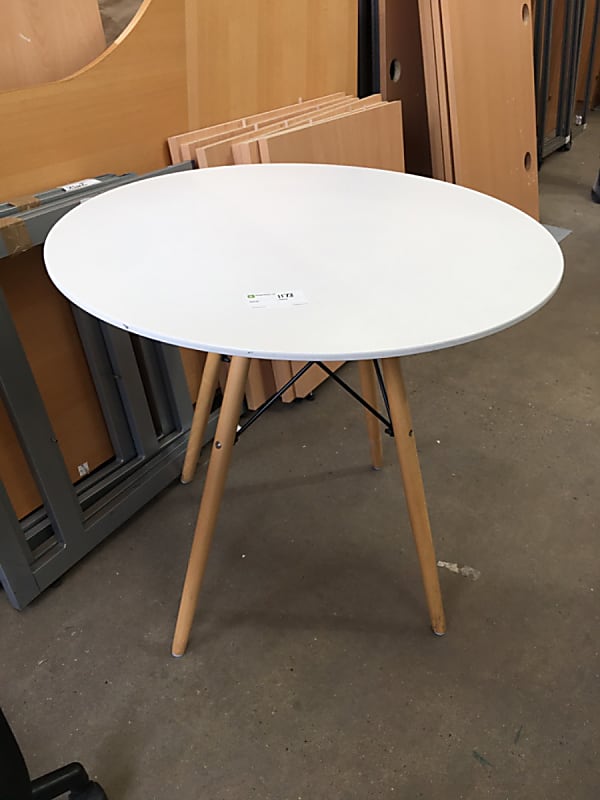 Round white canteen coffee meeting table