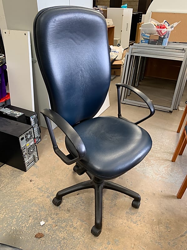 Blue leather operator chair