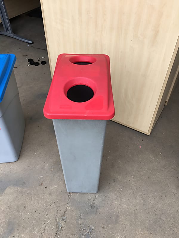 Red top recycling bin