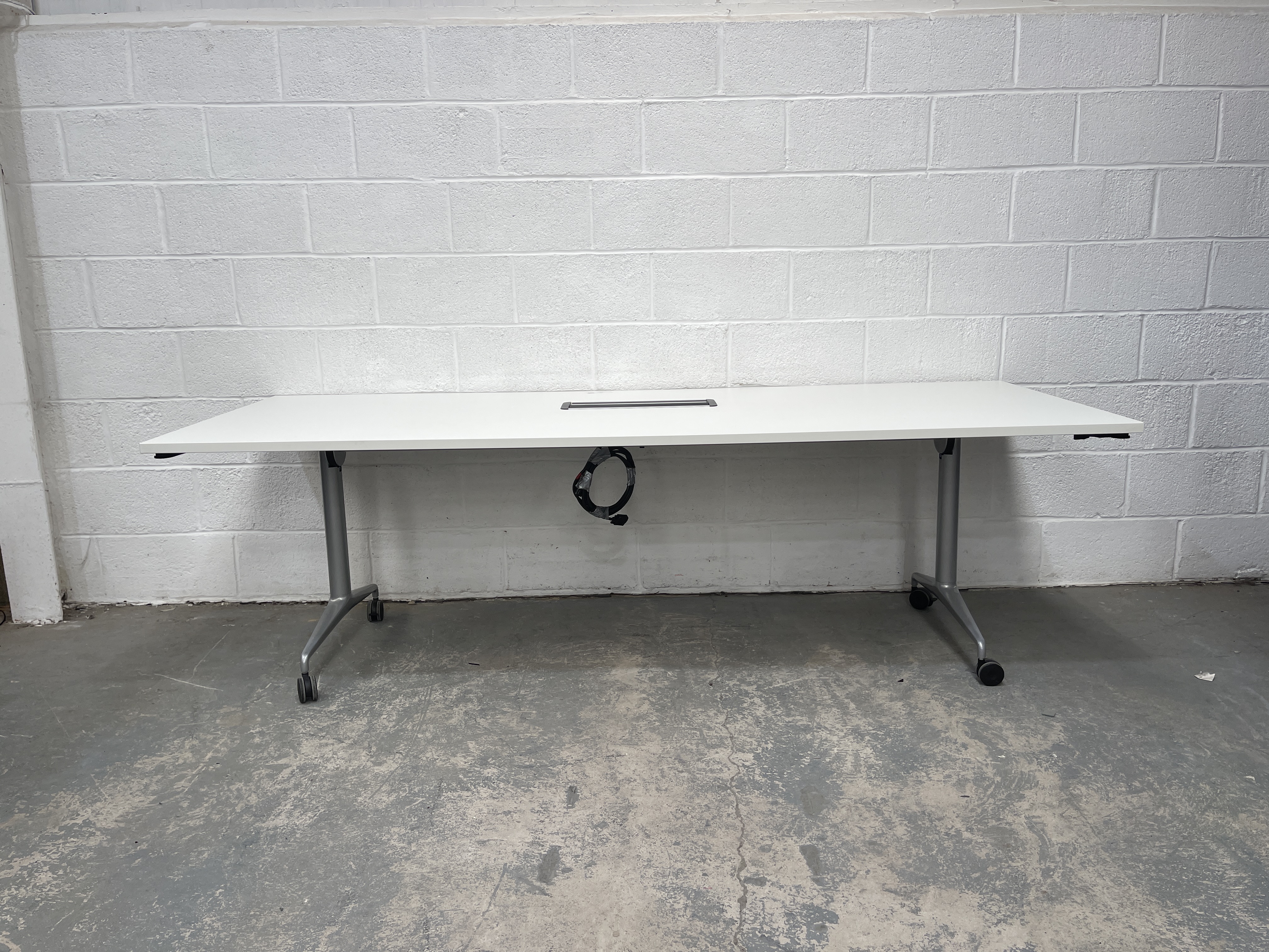 White flip table with power and USB sockets just £150 Item ID 34273