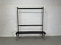 Coat stand locker room bench with clothes hanger