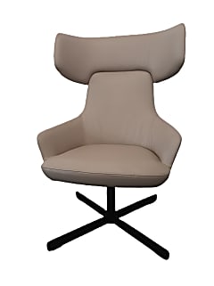Ahrend Deberenn Hendrix Swivel Wingback Chair in Beige Leather
