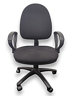 Task Chair in Black Fabric with Fixed Arms