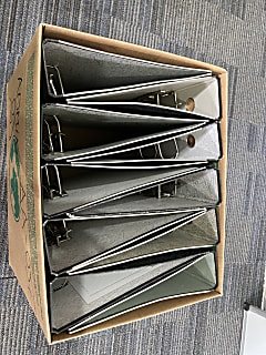 Box of 10 used A4 lever arch files