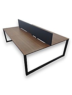 Bank of Techo Alfa 200 Desks 4, 6 or 8 Desks with 1200mm x 800mm Walnut tops