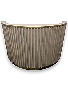 Curved Reception Desk with Wooden Slat Front