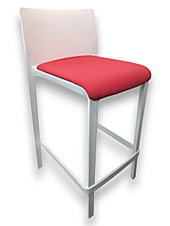 Pedrali Volt 667 Stool in White with Red Upholstered Seat